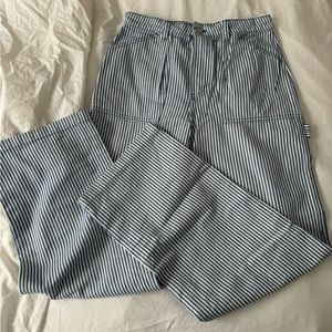 blue and white striped cargo pants